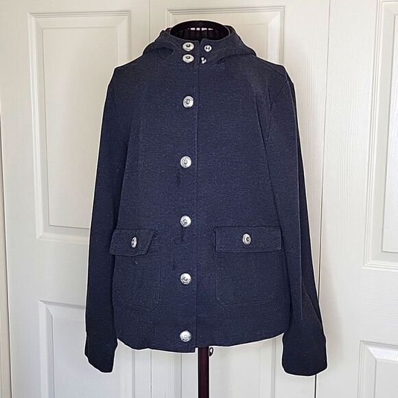 LAUREN Ralph Lauren Gray Snap up Hoodie Size Medium - Picture 1 of 7